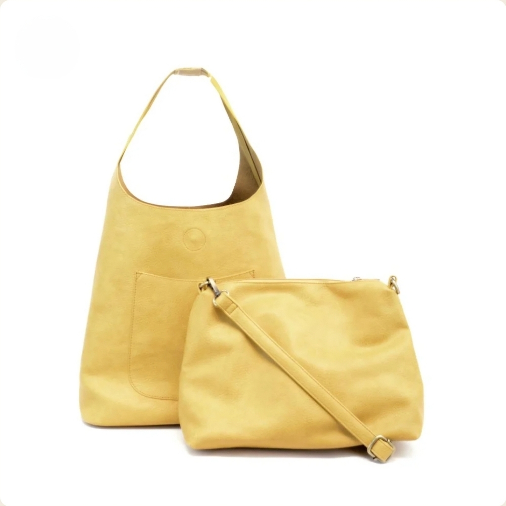Joy Susan Molly Slouchy Hobo Handbag Vegan Leather Yellow